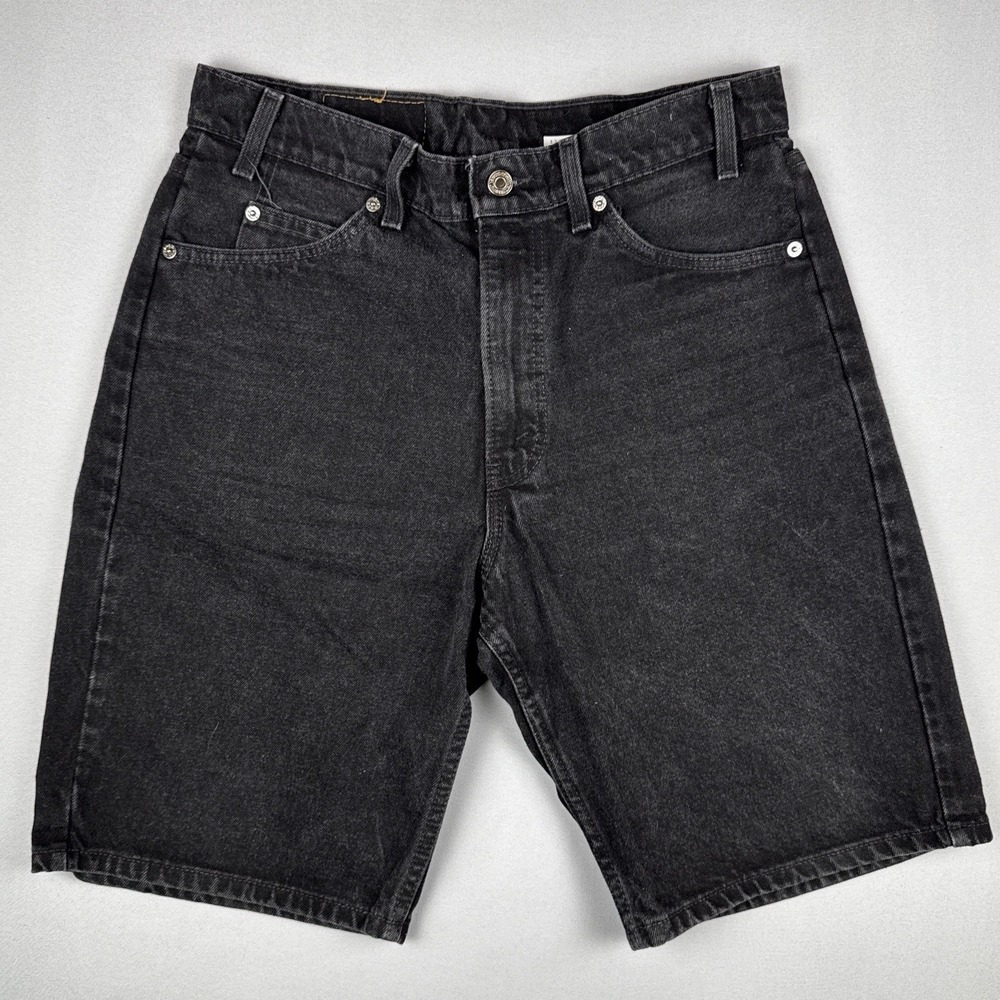 Vintage Levi's 550 Relaxed Fit Black Denim Shorts USA Made Orange Tab 33